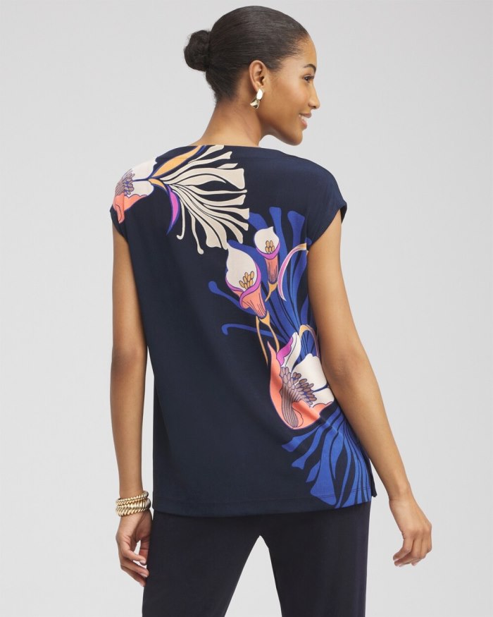 Chicos Travelers Floral Tunic - Travelers India Ink