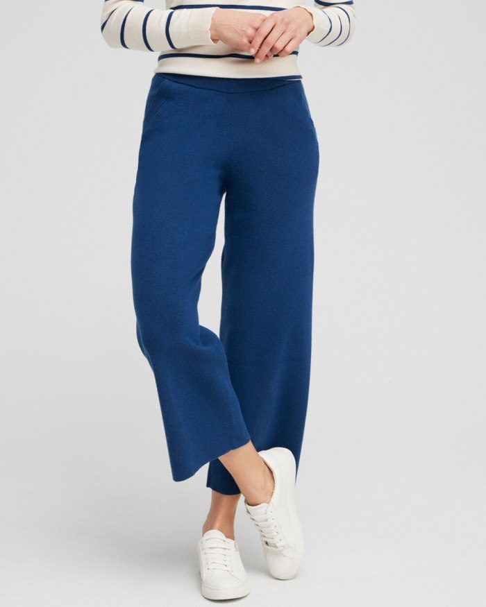 Chicos Zenergy Luxe Cashmere Blend Cropped Pants - Azores Blue