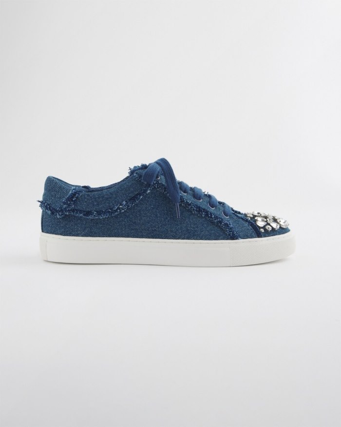 Chicos Embellished Denim Sneakers - Dark Denim