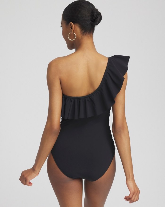 Chicos One Shouler One Piece Swimsuit - Black