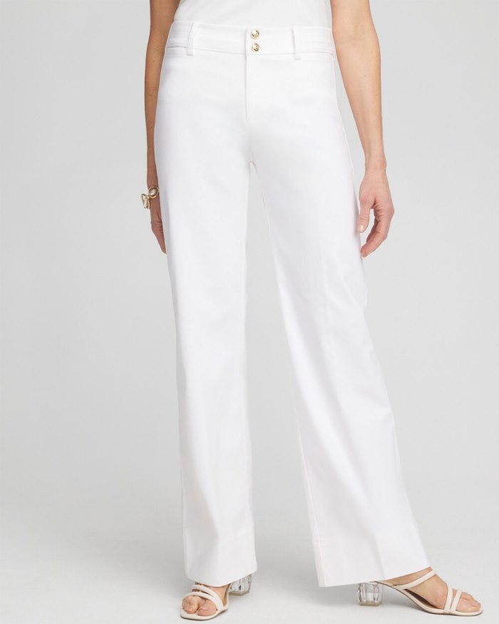 Chicos Trapunto Wide Leg Pants - Alabaster