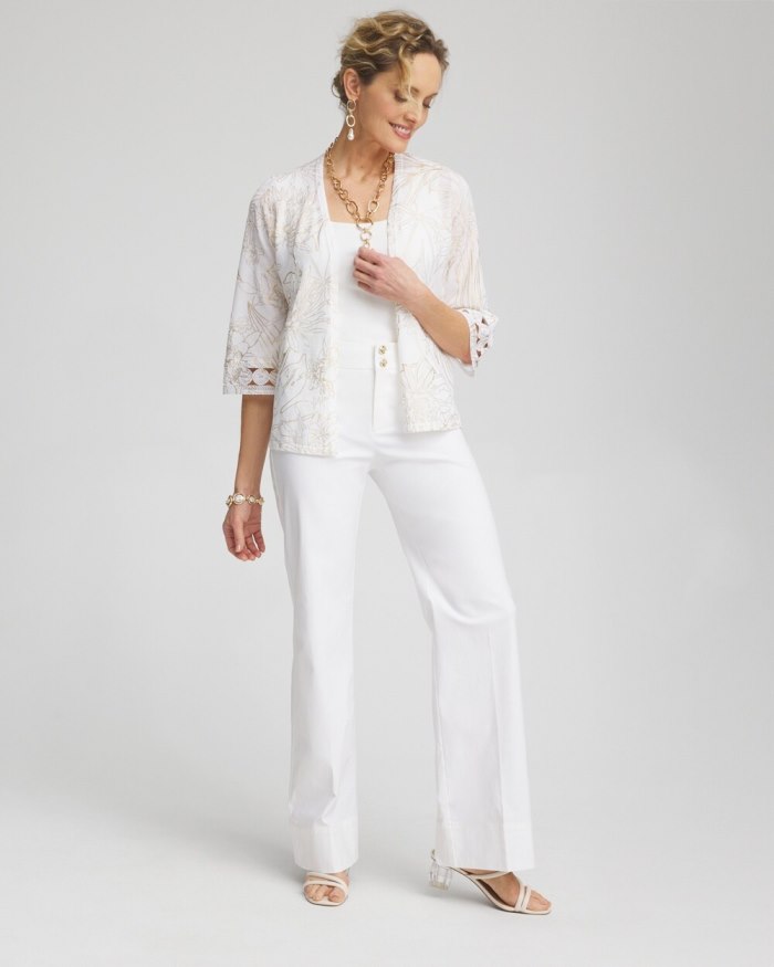 Chicos Trapunto Wide Leg Pants - Alabaster