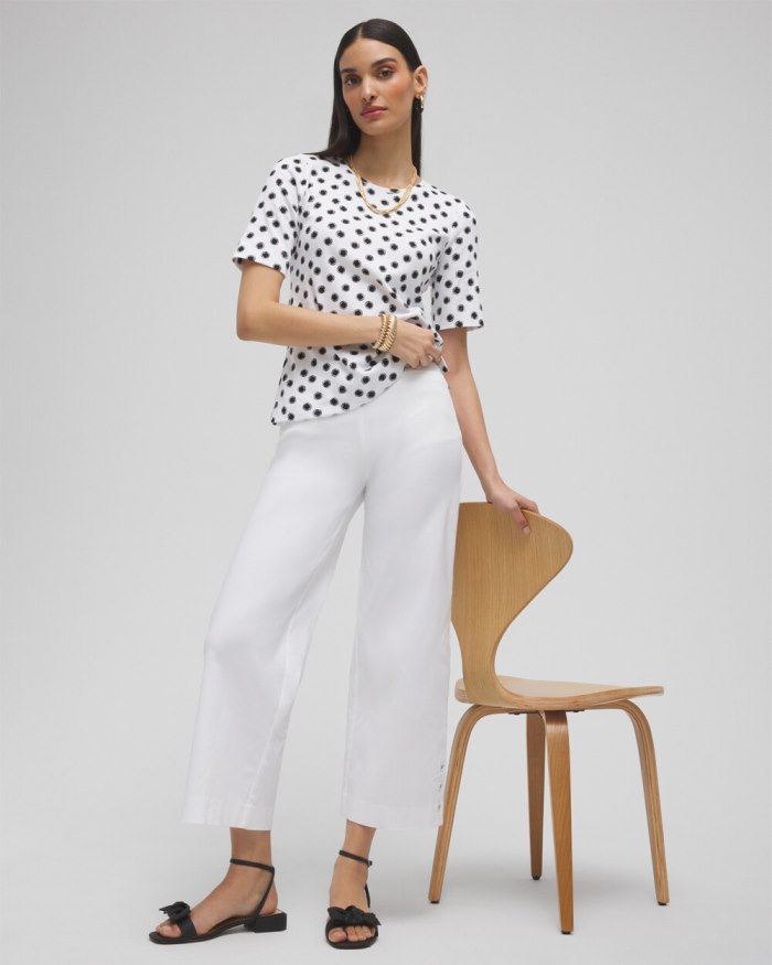 Chicos Polka Dot Everyday Elbow Sleeve Tee - Alabaster