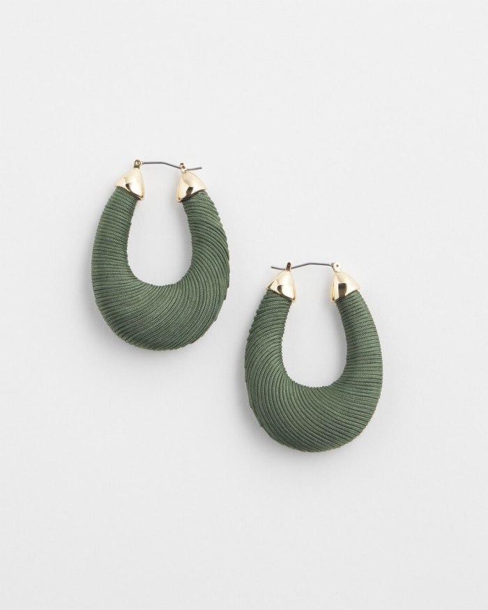 Chicos Olive Thread Wrapped Hoops - Olive