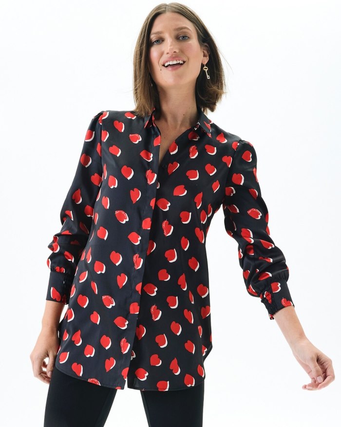 Chicos Heart Print Tunic - Black