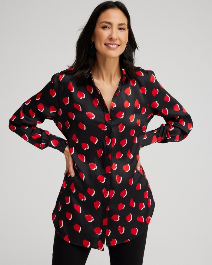 Chicos Heart Print Tunic - Black