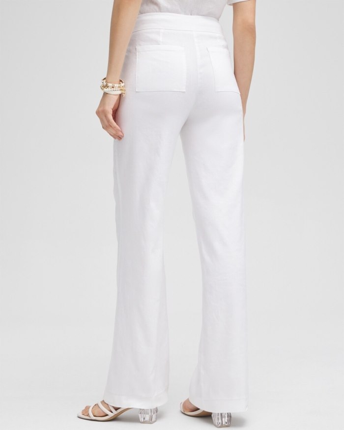 Chicos Wide Leg Linen Pants - Alabaster