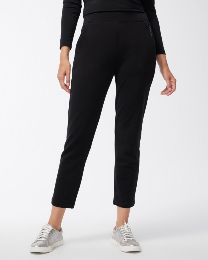 Chicos Zenergy French Terry Ankle Pants - Black