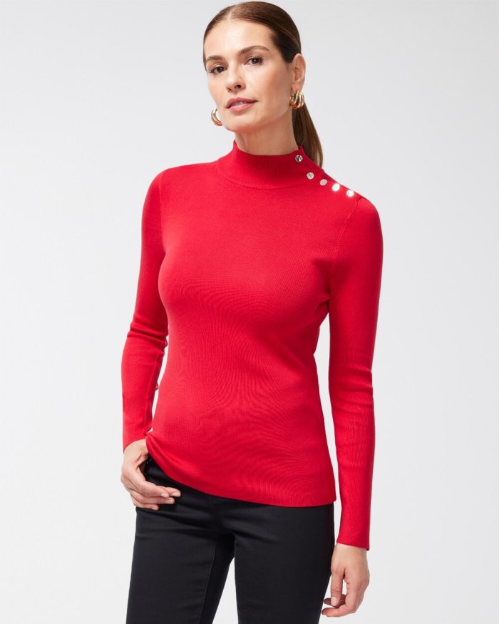 Chicos ECOVERO Mock Neck Sweater - Wild Poppy