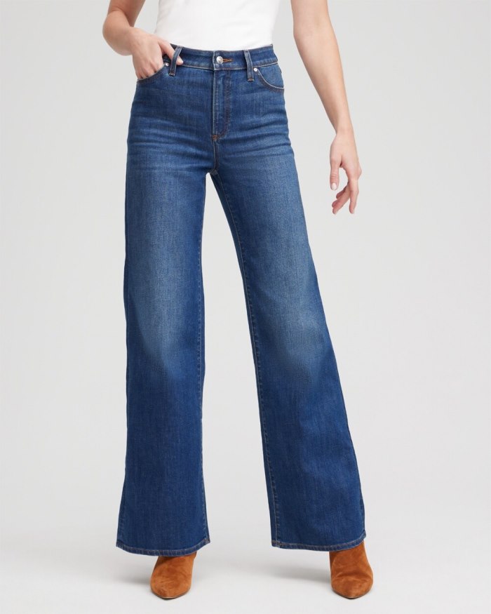 Chicos High Rise Wide Leg Jeans - Violet Bloom Indigo