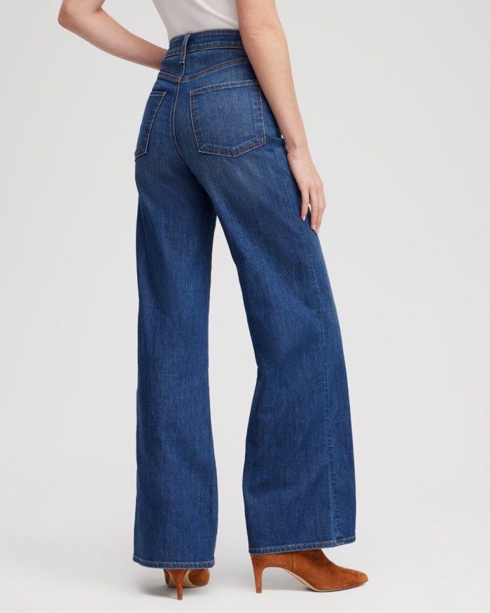 Chicos High Rise Wide Leg Jeans - Violet Bloom Indigo