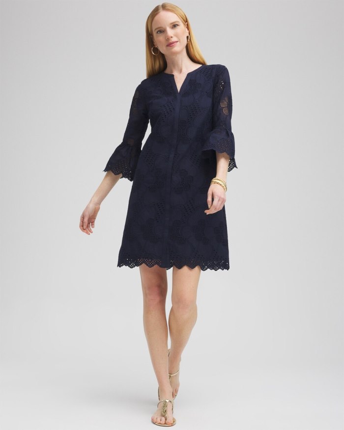 Chicos Lace Shift Dress - Classic Navy