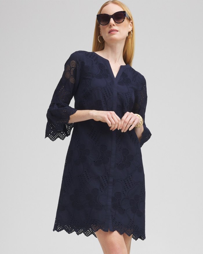 Chicos Lace Shift Dress - Classic Navy