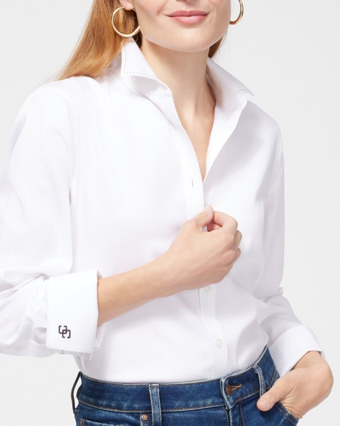 Chicos No-Iron Stretch Shirt - Blooming Dahlia