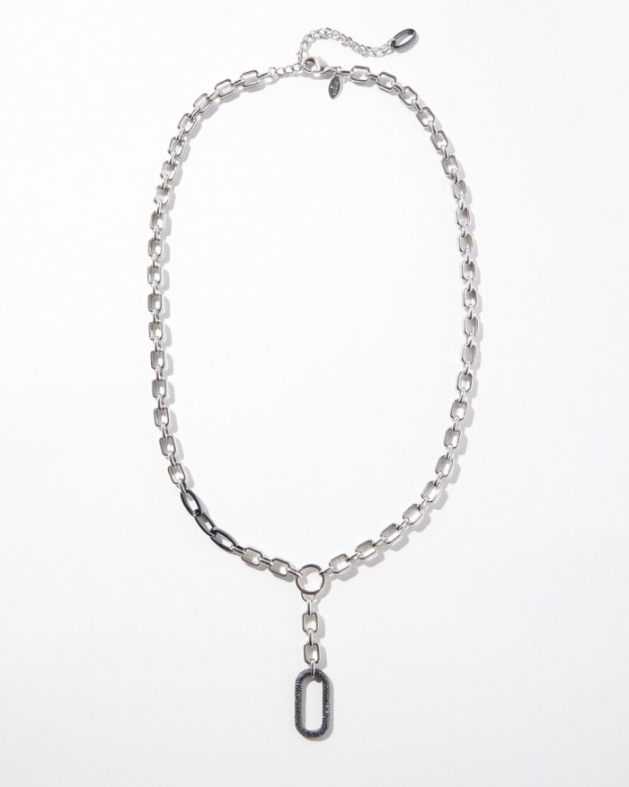 Chicos Pav Y-Necklace - Silver