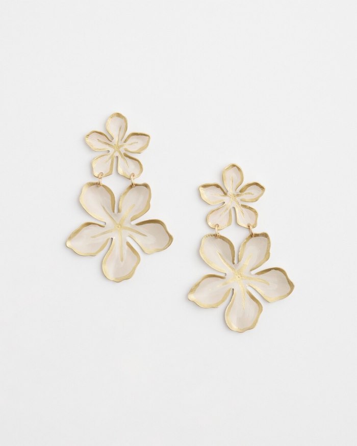 Chicos No Droop White Flower Earrings - Alabaster