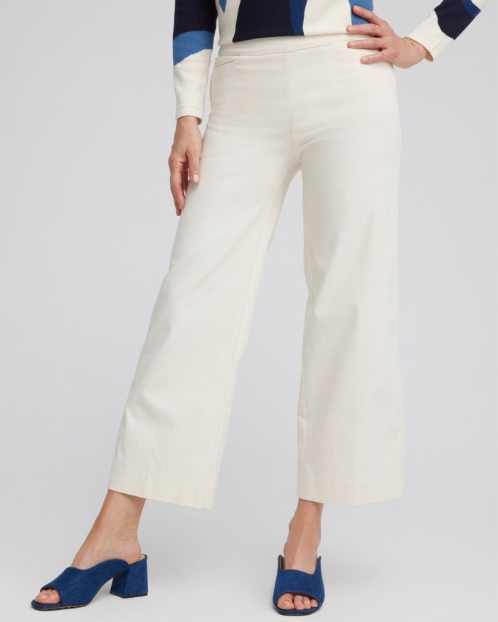 Chicos Brigitte Wide Leg Cropped Pants - English Cream