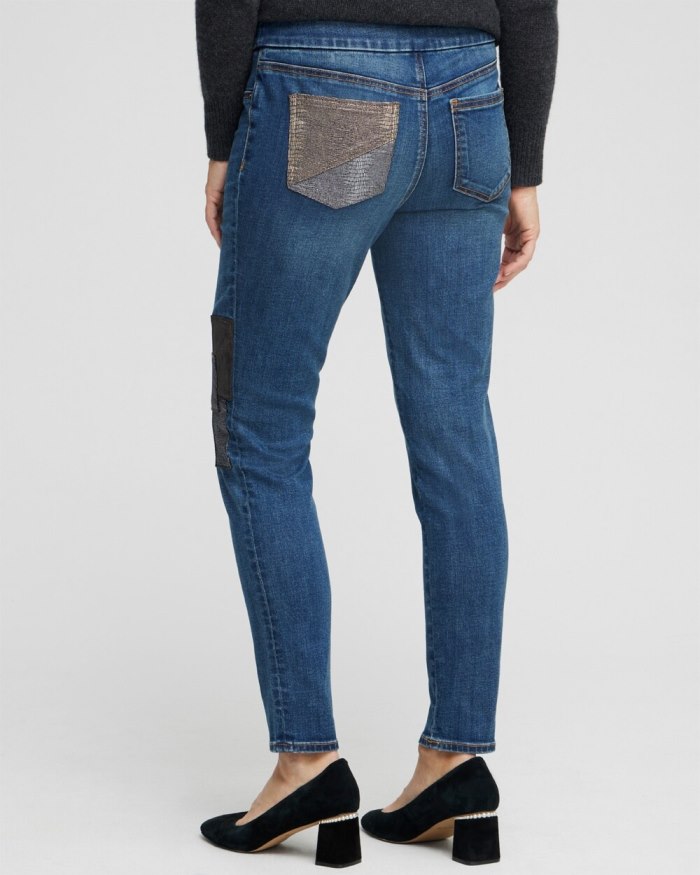 Chicos Patchwork Pull-On Jeggings - Buttercup Indigo