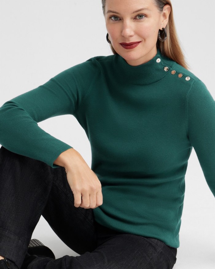 Chicos ECOVERO Mock Neck Sweater - Enchanted Forest