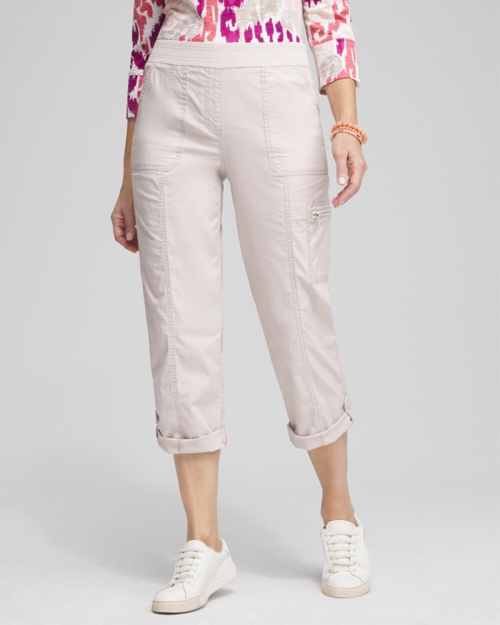 Chicos Poplin Cropped Pants - Smokey Taupe