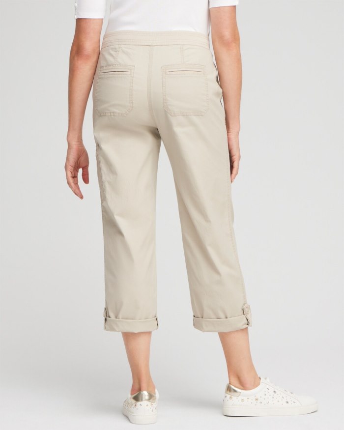 Chicos Poplin Cropped Pants - Smokey Taupe