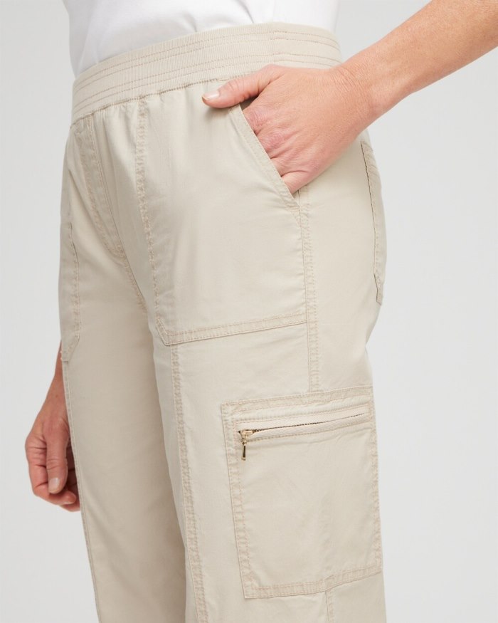 Chicos Poplin Cropped Pants - Smokey Taupe