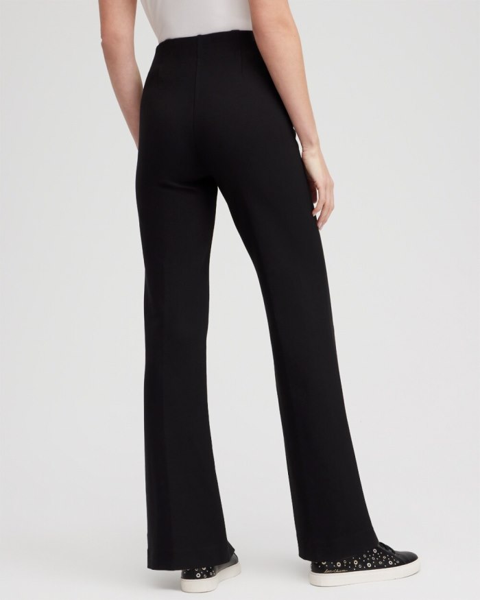 Chicos Ponte Pintuck Wide Leg Pants - Black