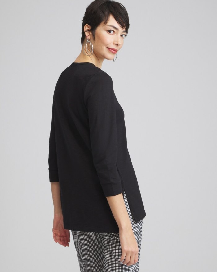 Chicos Henley Side Slit Tunic - Black