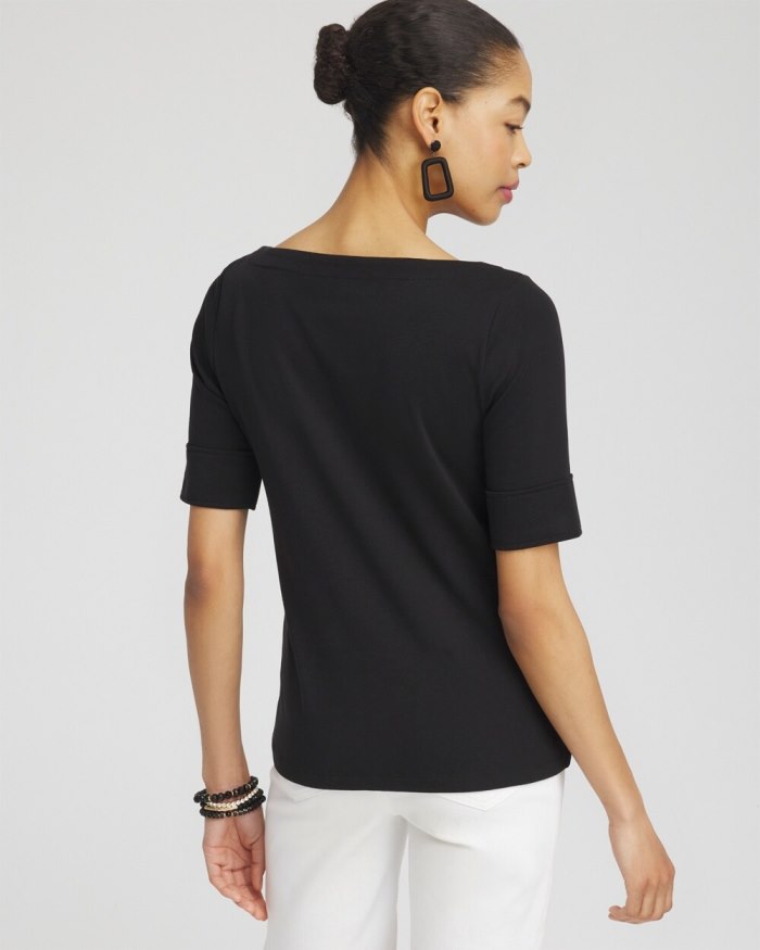 Chicos Bateau Neck Tee - Black