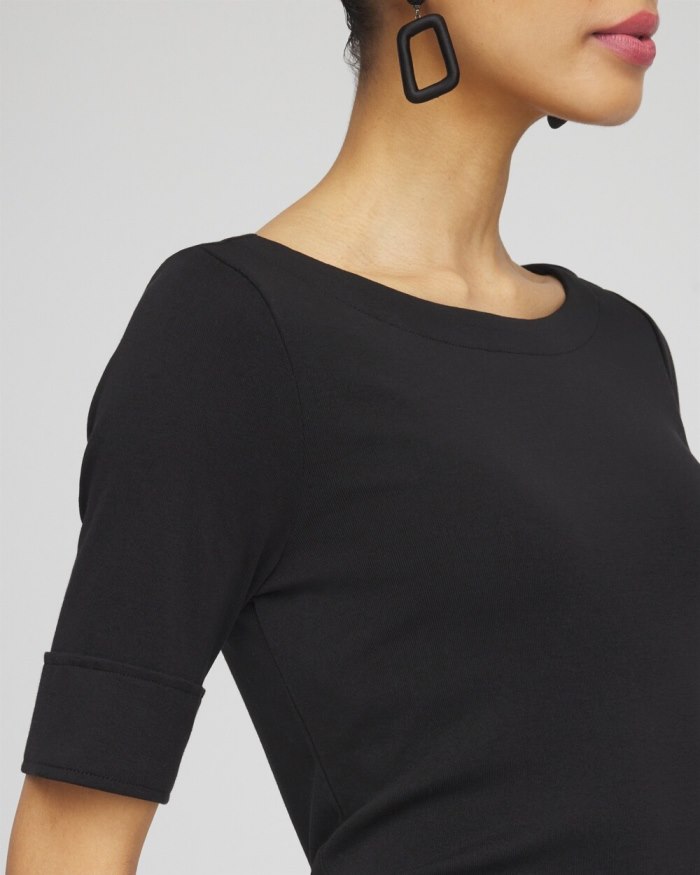 Chicos Bateau Neck Tee - Black