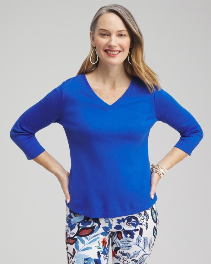 Chicos Everyday 3/4 Sleeve Tee - Intense Azure