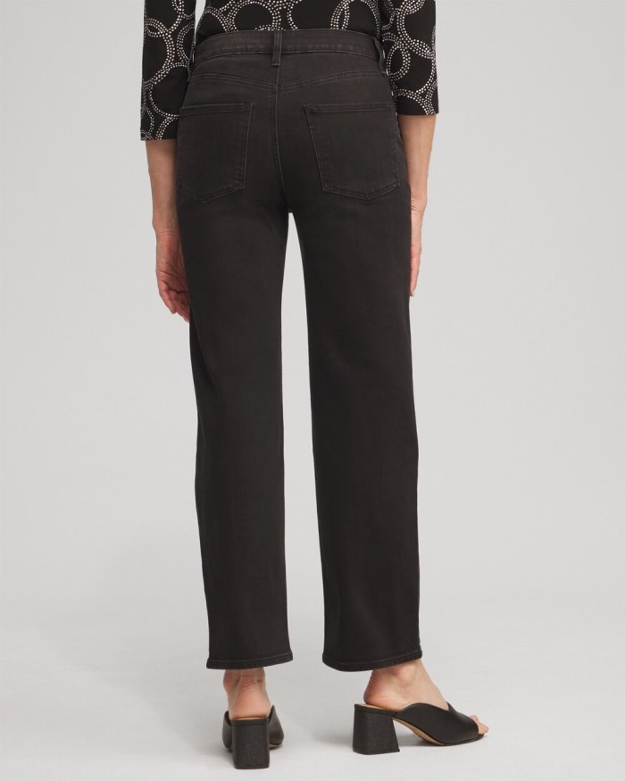 Chicos High Rise Straight Jeans - Washed Black