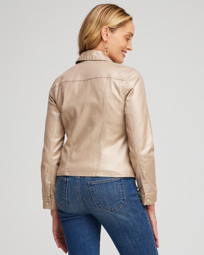 Chicos Coated Denim Jacket - Gold