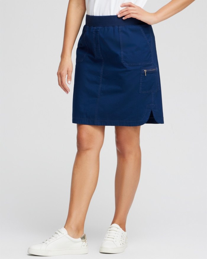 Chicos Poplin Ribbed Skort - Victory Blue