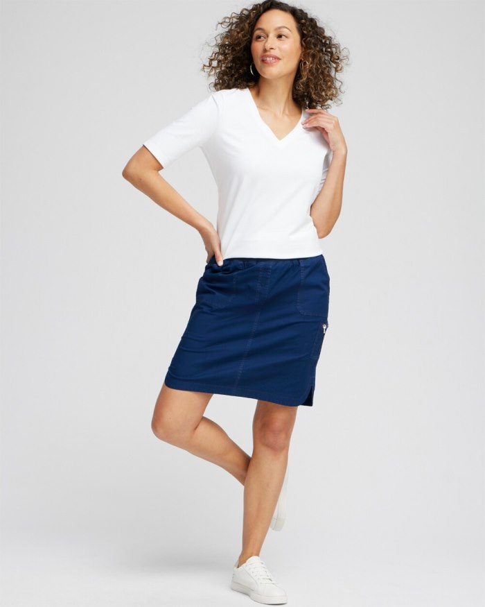 Chicos Poplin Ribbed Skort - Victory Blue