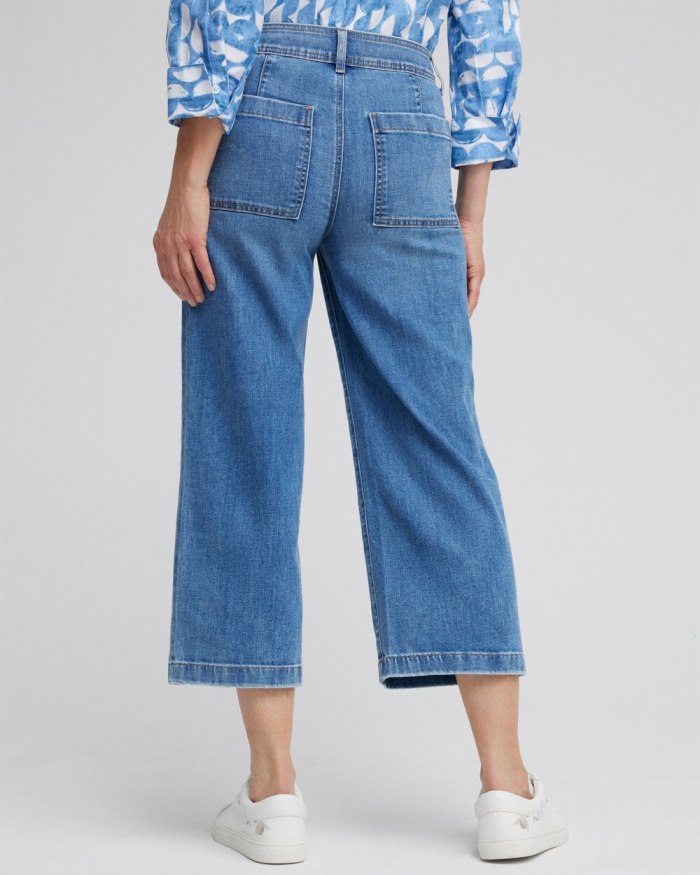 Chicos Cropped Wide Leg Denim - Meera Indigo