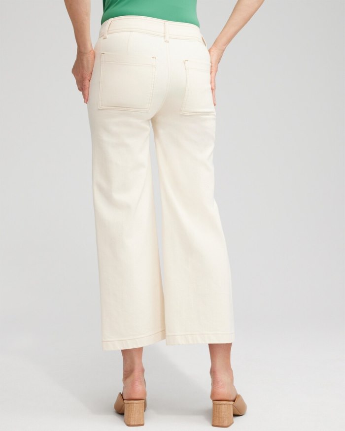 Chicos Cropped Seeded Wide Leg Denim - Natural Seeded