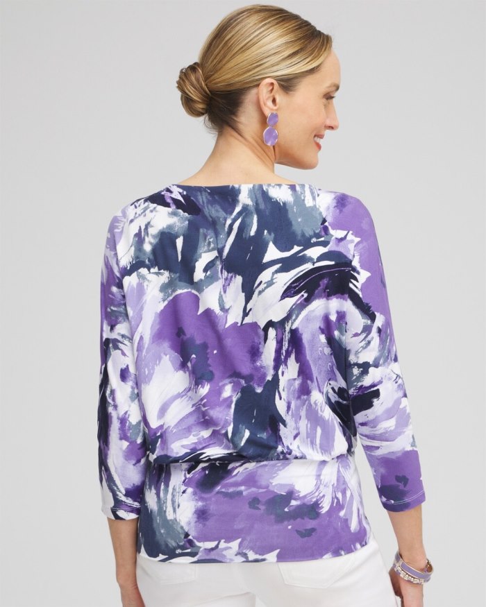 Chicos Touch of Cool Abstract Banded Hem Top - Parisian Purple