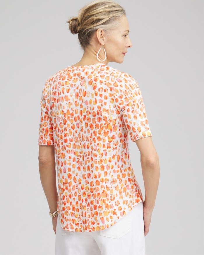 Chicos Dots Elbow Sleeve A-line Tee - Nectarine