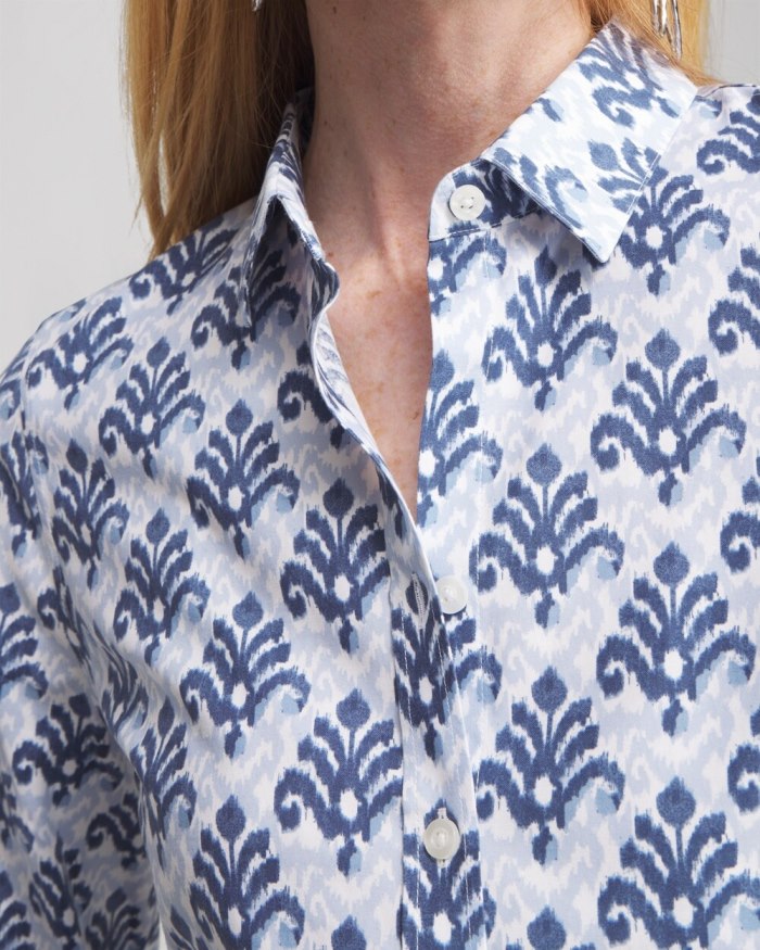 Chicos No Iron Stretch Ikat Shirt - French Blue