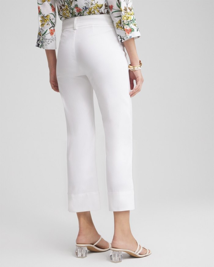 Chicos Trapunto Wide Leg Cropped Pants - Cool Water