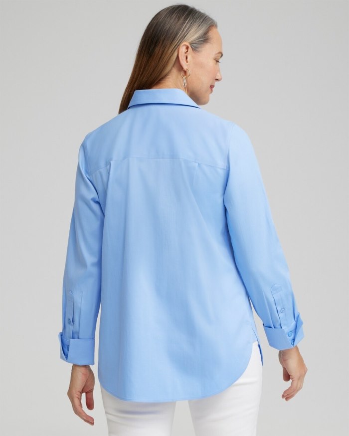 Chicos No Iron Stretch Embroidered Heart Shirt - Blue Veil