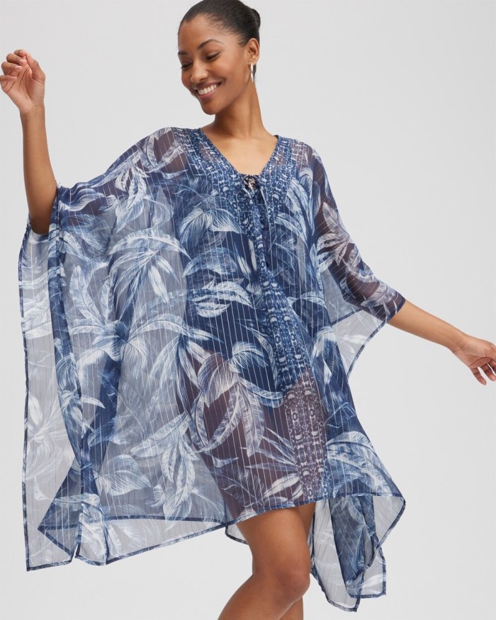 Chicos Miraclesuit Tropica Caftan Coverup - Navy