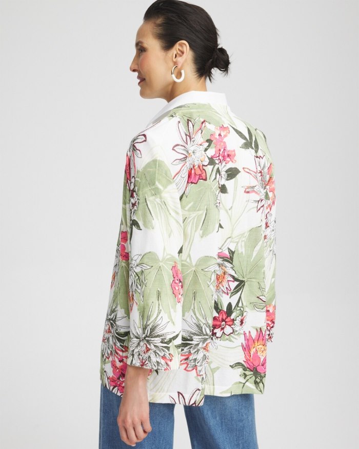 Chicos Summer Romance Floral Cardigan - Alabaster