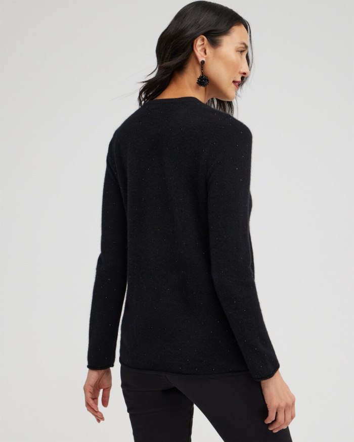 Chicos Cashmere Crew Neck Sweater - Black