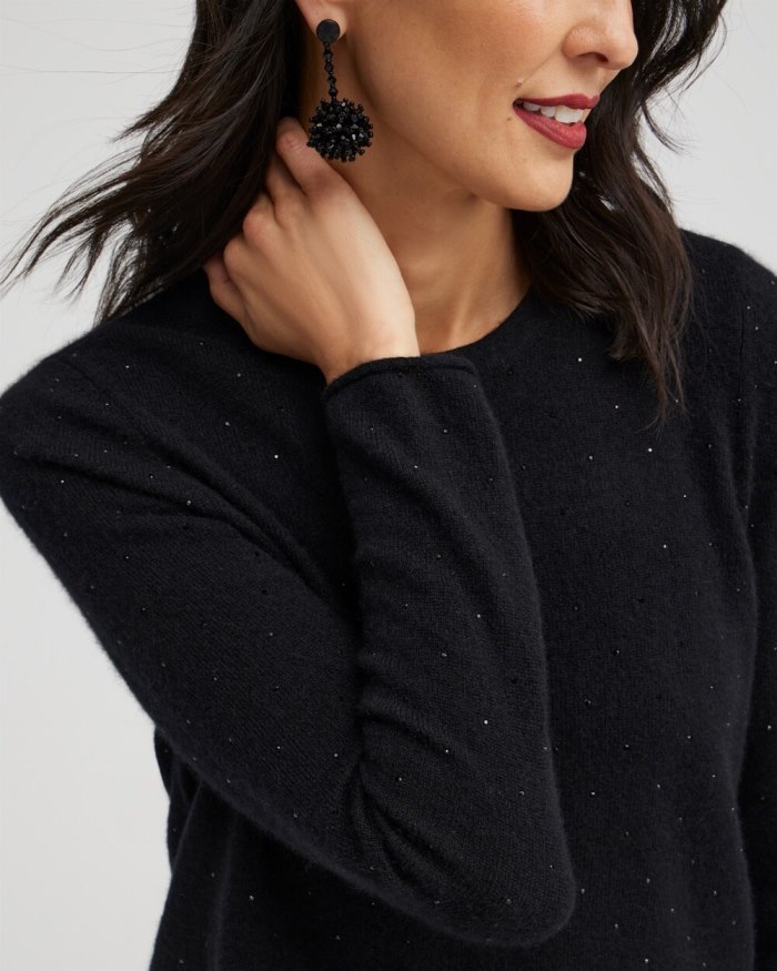 Chicos Cashmere Crew Neck Sweater - Black