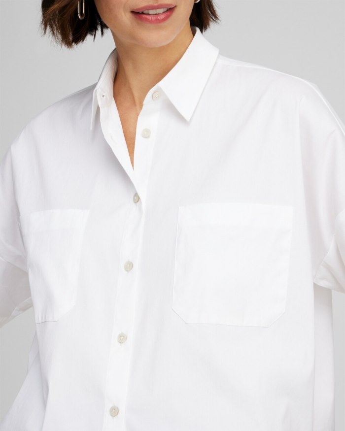 Chicos Poplin Pocket Shirt - Classic Navy