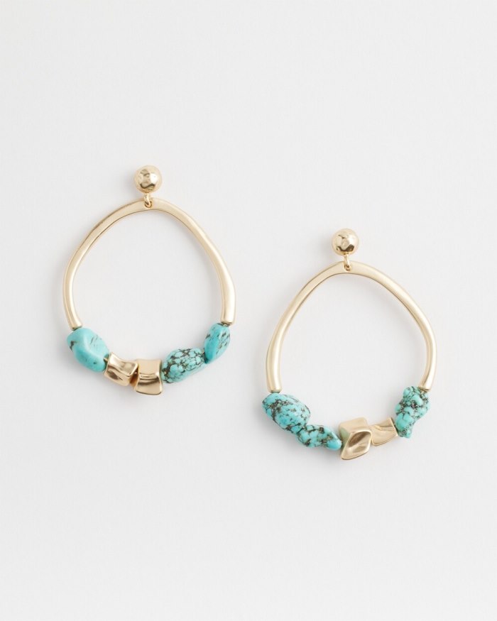 Chicos No Droop Turquoise Drop Hoops - Turq