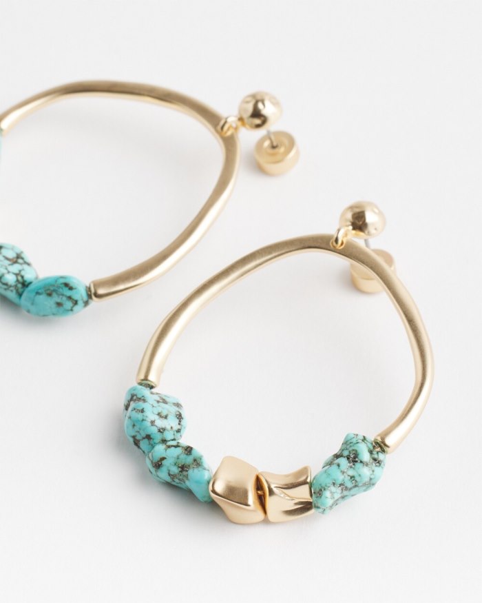 Chicos No Droop Turquoise Drop Hoops - Turq