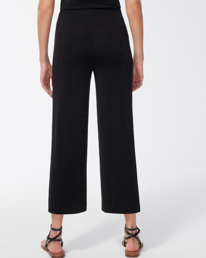 Chicos Travelers Wide Leg Side Slit Ankle Pants - Travelers Black